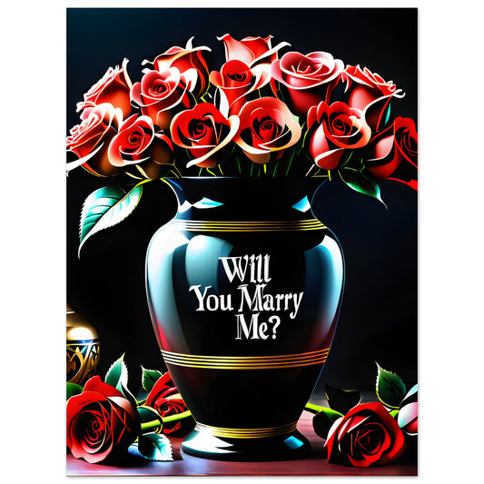 Flowers  in Vase - Printed Will You Marry Me