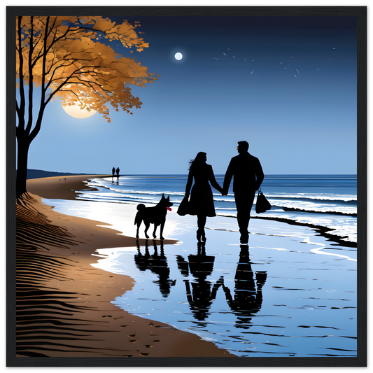 Romantic couple with Dog on Beach