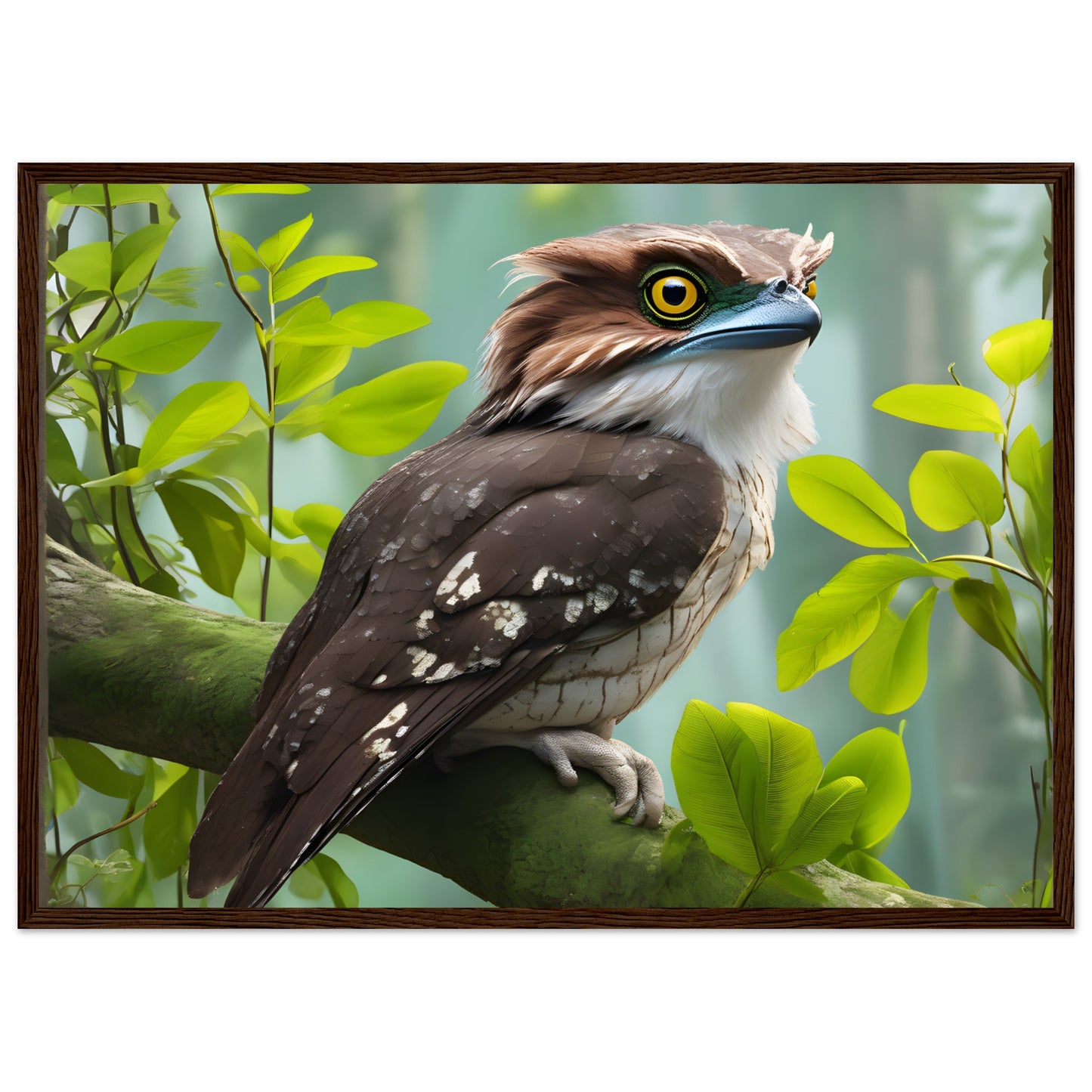 Malaysian Frogmouth Perched on a tree branch.