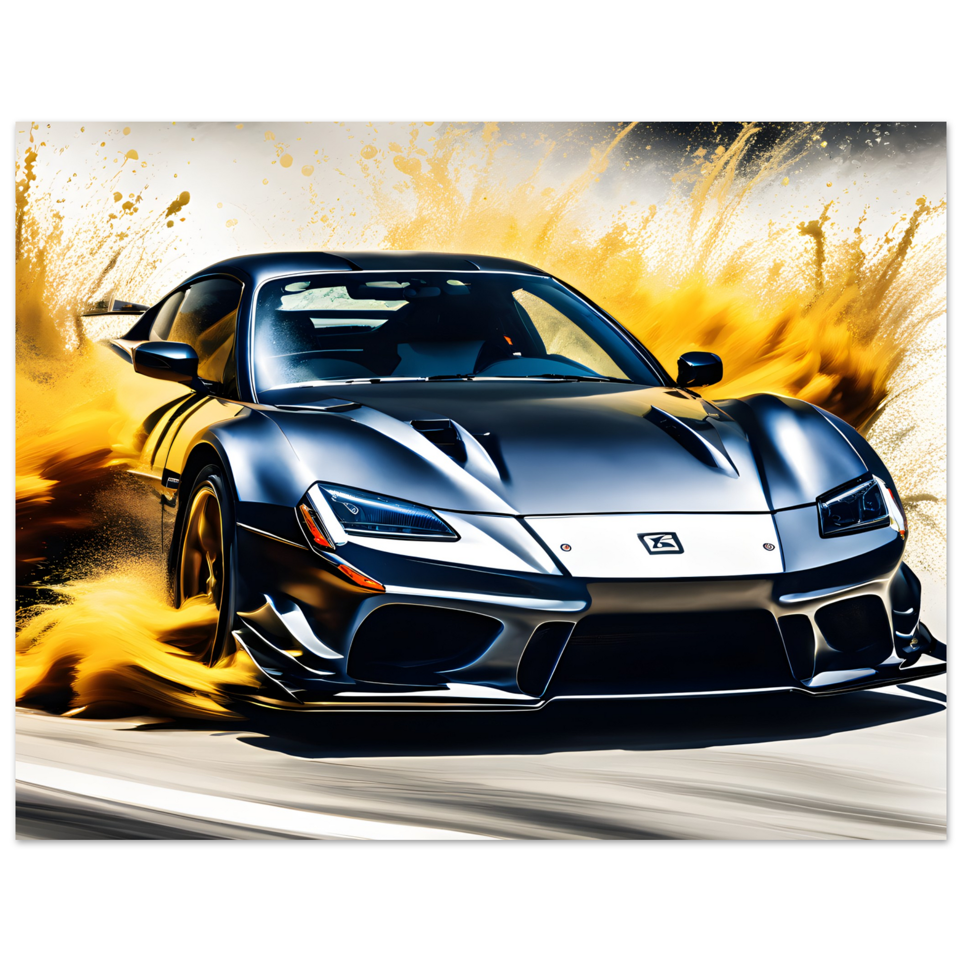 Silver Sports Car Poster