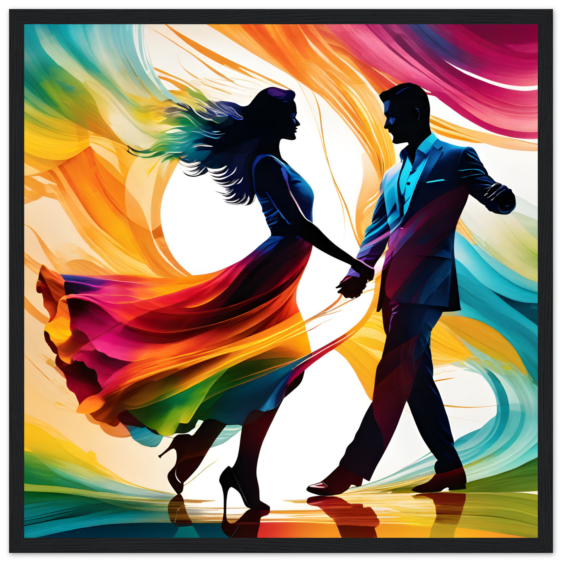 Swirlls of colour in this picture of a couple coming together for there dance.