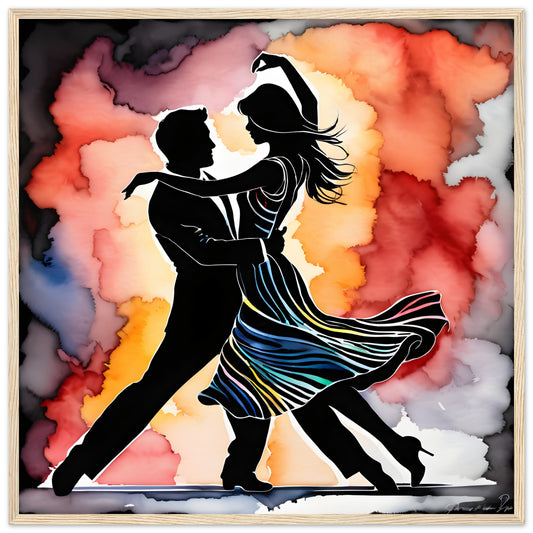 Silhouette of a Woman and Man Dancing