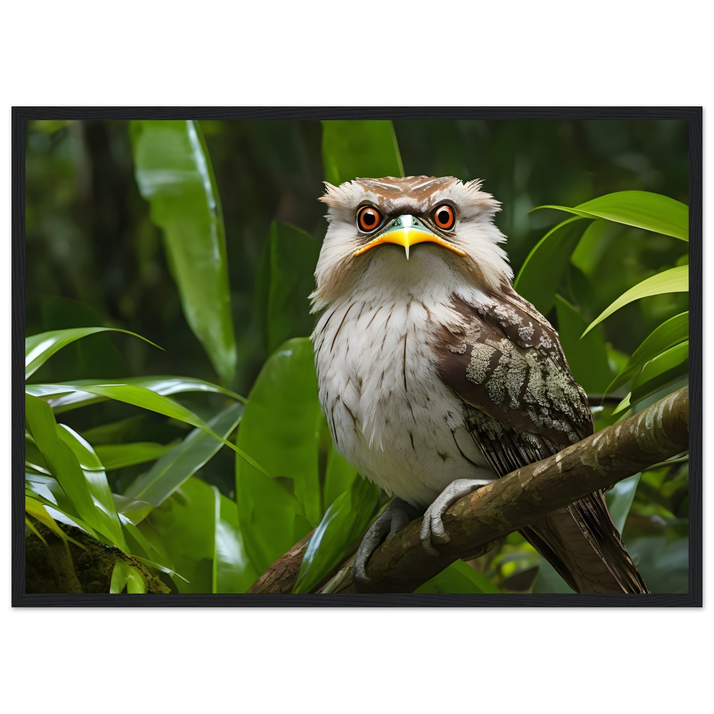 Malaysian Large Frogmouth with its sharp eye in a tree-top perch.