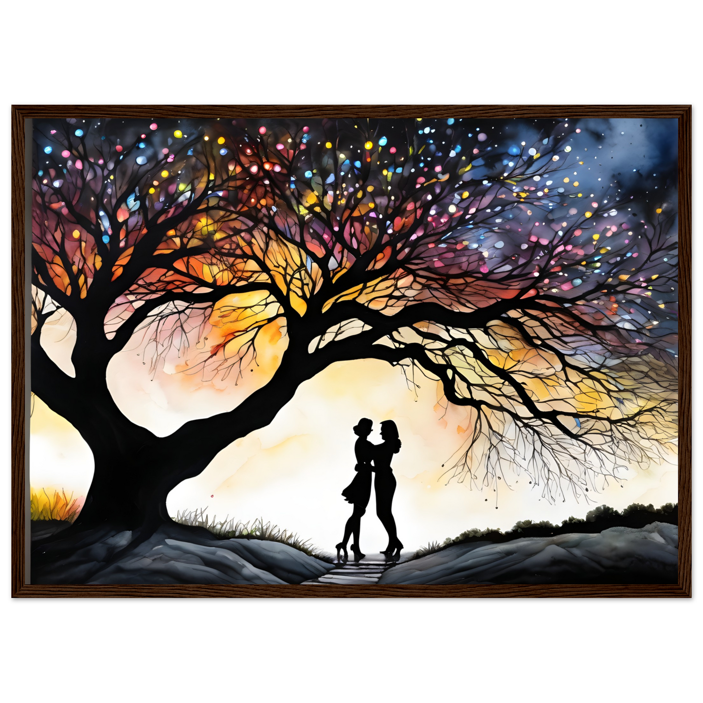 Couple under Tree at Night